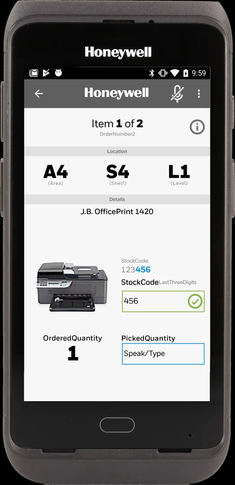 Guided Work Solutions auf dem Mobilcomputer CT40